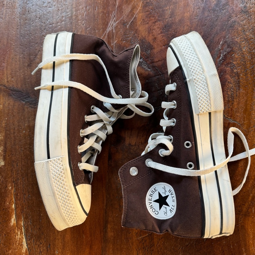 Converse Chocolate High-Tops with Cream Accents